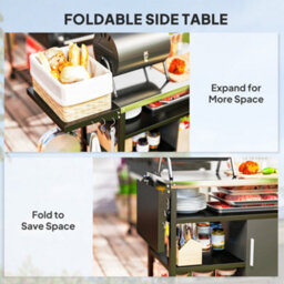 Outsunny Stainless Steel Outdoor Barbecue Trolley With Folding Side Table - thumbnail 5