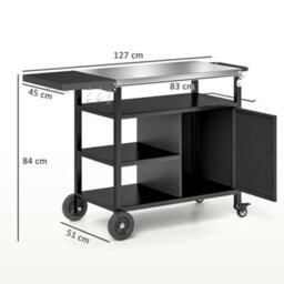 Outsunny Stainless Steel Outdoor Barbecue Trolley With Folding Side Table - thumbnail 3