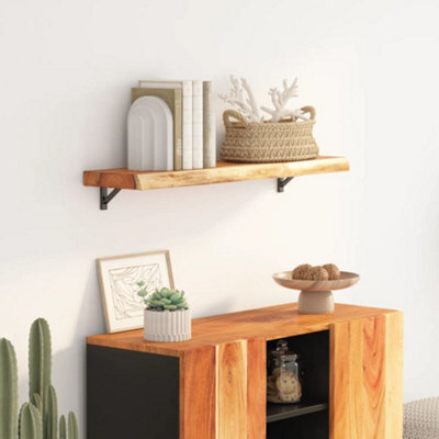 Berkfield Wall Shelf 100X20X3.8 Cm Rectangular Solid Wood Acacia Live Edge - image 1