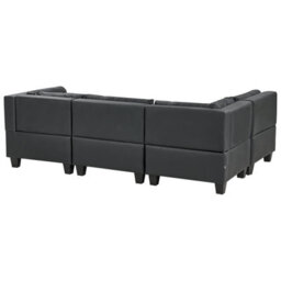 Beliani Modular Corner Sofa 4 Seater Unstad Faux Leather Black Right Hand - thumbnail 5