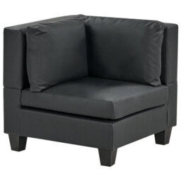 Beliani Modular Corner Sofa 4 Seater Unstad Faux Leather Black Right Hand - thumbnail 6