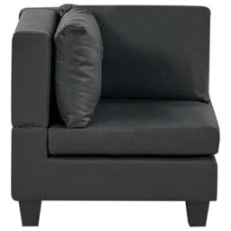 Beliani Modular Corner Sofa 4 Seater Unstad Faux Leather Black Right Hand - thumbnail 7