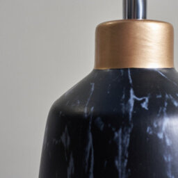 Valuelights Selma Modern Copper Caped Black Marble Effect Table Lamp Base - thumbnail 3