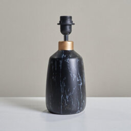 Valuelights Selma Modern Copper Caped Black Marble Effect Table Lamp Base - thumbnail 2