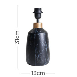 Valuelights Selma Modern Copper Caped Black Marble Effect Table Lamp Base - thumbnail 5