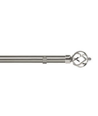 Unknown 28mm Fixed Length Metal Eyelet Curtain Pole Set In Satin Silver - Cage Finial, 220Cm - image 1