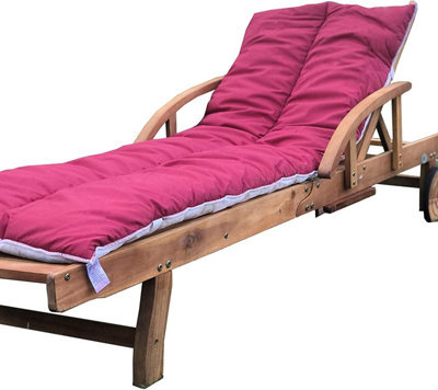 Lancashire Textiles Sun Lounger Topper Cushion With Elasticated Straps And Hollowfibre Filling - Wine - image 1