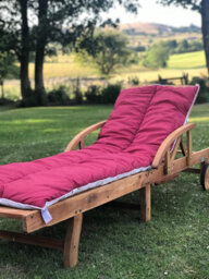 Lancashire Textiles Sun Lounger Topper Cushion With Elasticated Straps And Hollowfibre Filling - Wine - thumbnail 2