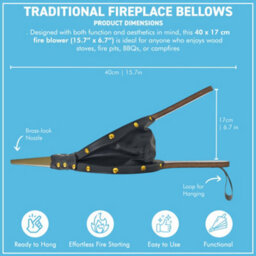 Thorness Fire Bellows 40Cm Traditional Style Log Fire Air Blower For Wood Burners - thumbnail 4