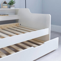 Save On Goods UK 3Ft Single Pure White,wood,guest Bed Trundle Frame,bed Underneath,overnighter. Roll Out Under Bed Twin Bed - thumbnail 3