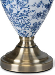 Lighting Supermarket Hepburn Large Ceramic Table Lamp Ivory Pleat Shade White Blue Antique Brass 58Cm - thumbnail 4