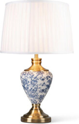 Lighting Supermarket Hepburn Large Ceramic Table Lamp Ivory Pleat Shade White Blue Antique Brass 58Cm - thumbnail 2