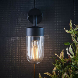 Ip44 Outdoor Wall Light Curved Matt Black & Glass Shade Mini Nautical Lantern - thumbnail 5