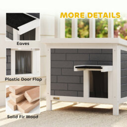 Pawhut Outdoor Cat House Insulated Wooden Feral Cat Shelter W/ Openable Roof - thumbnail 7