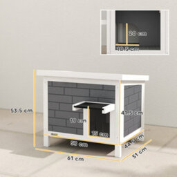 Pawhut Outdoor Cat House Insulated Wooden Feral Cat Shelter W/ Openable Roof - thumbnail 3