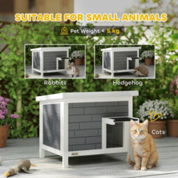 Pawhut Outdoor Cat House Insulated Wooden Feral Cat Shelter W/ Openable Roof - thumbnail 8