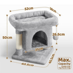 Yaheetech Light Grey 2 Level Multifunctional Cat Tree With Condo And Scratch Posts - thumbnail 4