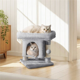Yaheetech Light Grey 2 Level Multifunctional Cat Tree With Condo And Scratch Posts - thumbnail 2
