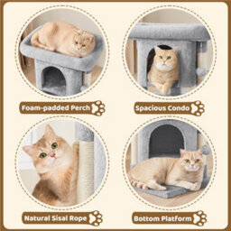 Yaheetech Light Grey 2 Level Multifunctional Cat Tree With Condo And Scratch Posts - thumbnail 5