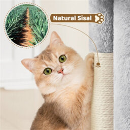 Yaheetech Light Grey 2 Level Multifunctional Cat Tree With Condo And Scratch Posts - thumbnail 8