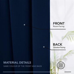 Ameha Navy Plain Curtain Ready Made Pencil Pleat Blackout Thick Thermal Insulated Curtain Pair 90''x90'' Pair Living Room Bedroom - thumbnail 5