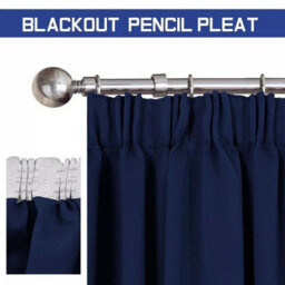 Ameha Navy Plain Curtain Ready Made Pencil Pleat Blackout Thick Thermal Insulated Curtain Pair 90''x90'' Pair Living Room Bedroom - thumbnail 8