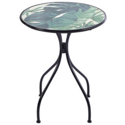 Wyld And Coco Greenhaven Garden Bistro Table - 60 Cm Round, Black Iron Frame With Green Ceramic Mosaic Top - thumbnail 1