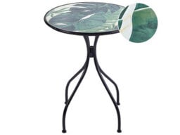 Wyld And Coco Greenhaven Garden Bistro Table - 60 Cm Round, Black Iron Frame With Green Ceramic Mosaic Top - thumbnail 3