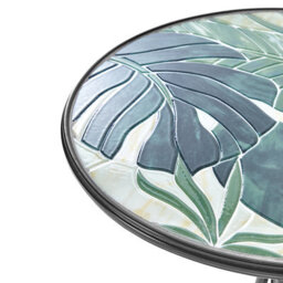 Wyld And Coco Greenhaven Garden Bistro Table - 60 Cm Round, Black Iron Frame With Green Ceramic Mosaic Top - thumbnail 6