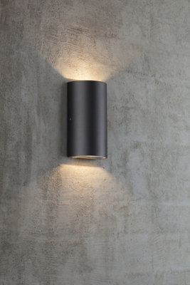 Nordlux Rold Round Outdoor Patio Terrace Garden Wall Light In Black (Height) 16Cm - image 1