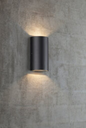 Nordlux Rold Round Outdoor Patio Terrace Garden Wall Light In Black (Height) 16Cm - thumbnail 1