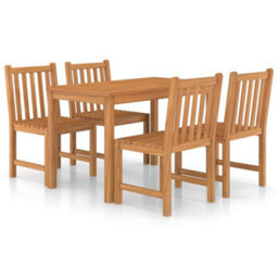 Berkfield 5 Piece Garden Dining Set Solid Teak Wood - thumbnail 2
