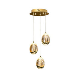 Luminosa Lighting Luminosa Roc Integrated Led 3 Light Crystal Cluster Drop Ceiling Pendant Gold Bubble Effect - Uk Stock - thumbnail 2