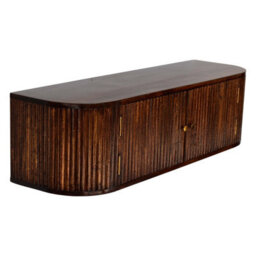 Wyld Haus Positano Chestnut Mango Wood Wall-Mounted Console Table With Slatted Front And Brass Knobs - thumbnail 6