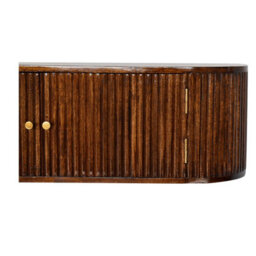 Wyld Haus Positano Chestnut Mango Wood Wall-Mounted Console Table With Slatted Front And Brass Knobs - thumbnail 4
