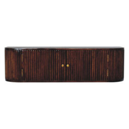 Wyld Haus Positano Chestnut Mango Wood Wall-Mounted Console Table With Slatted Front And Brass Knobs - thumbnail 2