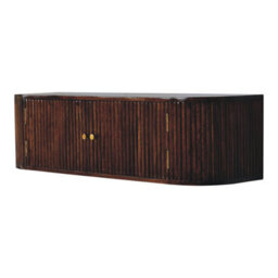 Wyld Haus Positano Chestnut Mango Wood Wall-Mounted Console Table With Slatted Front And Brass Knobs - thumbnail 3