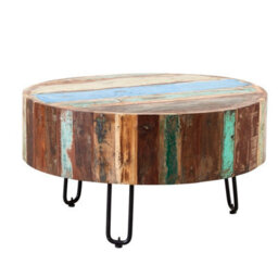 Buttercup Farm Coastal Drum Coffee Table - Wood - L70 X W70 X H38 Cm - thumbnail 1