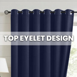 Oxford Homeware Plain Navy 230Gsm Blackout Curtain Thermal Insulated Eyelet For Living Room Curtain Pair (W)168Cm X (L)183Cm - thumbnail 3