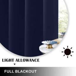 Oxford Homeware Plain Navy 230Gsm Blackout Curtain Thermal Insulated Eyelet For Living Room Curtain Pair (W)168Cm X (L)183Cm - thumbnail 4