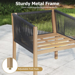 Gainoom 3 Pieces Patio Bistro Set Woven Rope Outdoor Conversation Set With Cushions Outside - thumbnail 7
