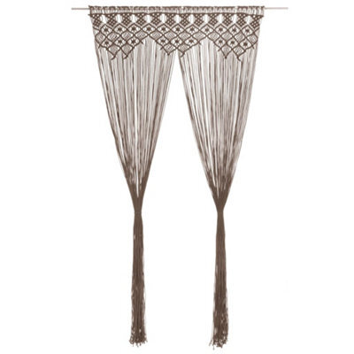 Berkfield Macrame Curtain Taupe 140X240 Cm Cotton - image 1
