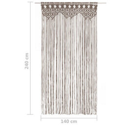 Berkfield Macrame Curtain Taupe 140X240 Cm Cotton - thumbnail 5