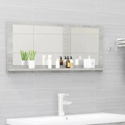 Walplus Bathroom Mirror Concrete Grey 90X10.5X37 Cm Engineered Wood - image 1