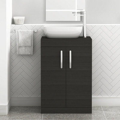 Royal Bathrooms 600mm Floor Standing Vanity Unit 2 Door Hale Black & Countertop Basin - Elva - image 1