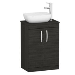 Royal Bathrooms 600mm Floor Standing Vanity Unit 2 Door Hale Black & Countertop Basin - Elva - thumbnail 4
