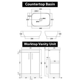 Royal Bathrooms 600mm Floor Standing Vanity Unit 2 Door Hale Black & Countertop Basin - Elva - thumbnail 6