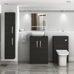 Royal Bathrooms 600mm Floor Standing Vanity Unit 2 Door Hale Black & Countertop Basin - Elva - thumbnail 2