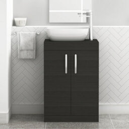 Royal Bathrooms 600mm Floor Standing Vanity Unit 2 Door Hale Black & Countertop Basin - Elva - thumbnail 1