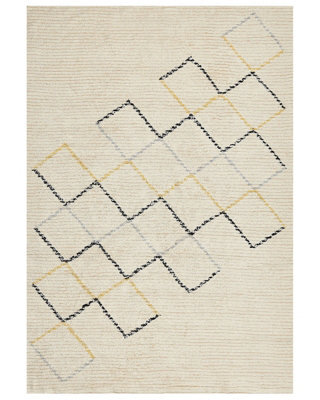 Beliani Beige Cotton Area Rug 160 X 230 Cm Hand-Tufted Low Pile Geometric - image 1